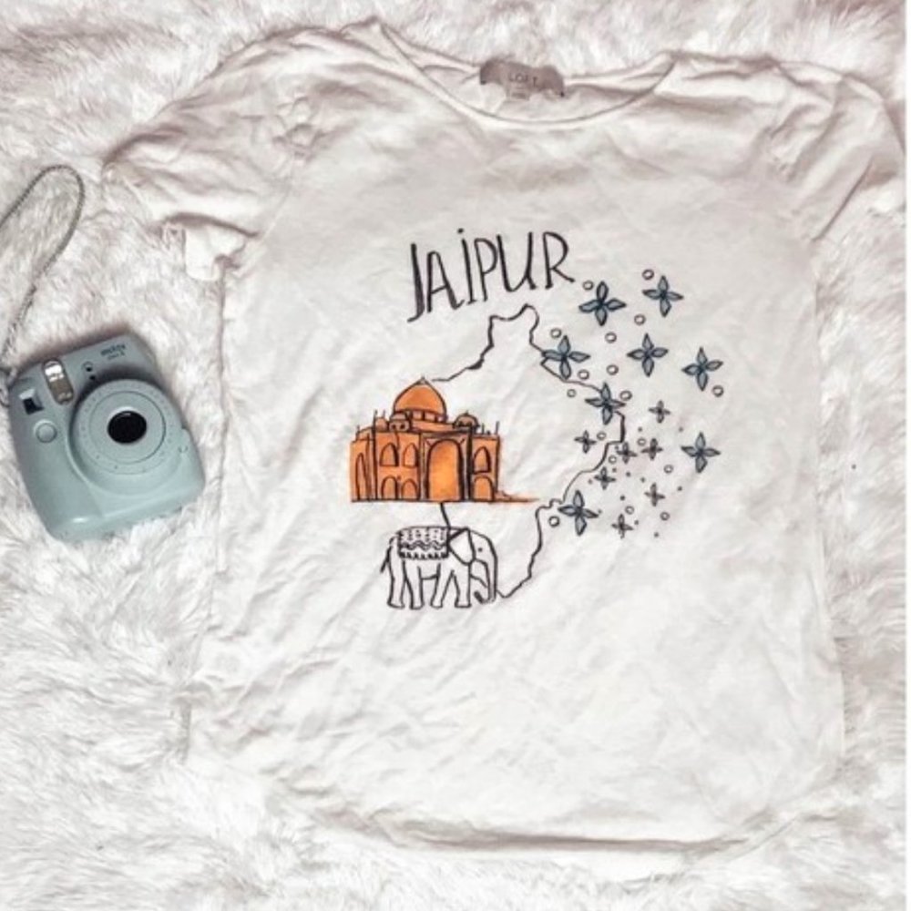 Ann Taylor Loft Jaipur India Graphic Print Tee